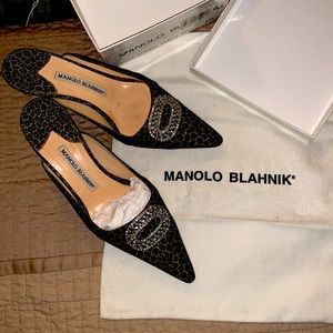 Manolo Blahnik Fabric Kitten Heel
